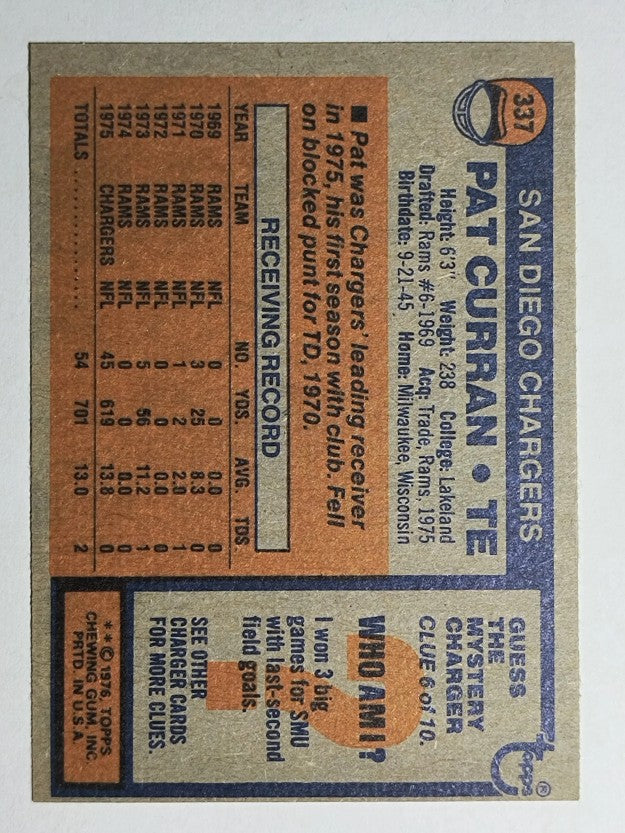 1976 Topps #337 Pat Curran (EXMT)