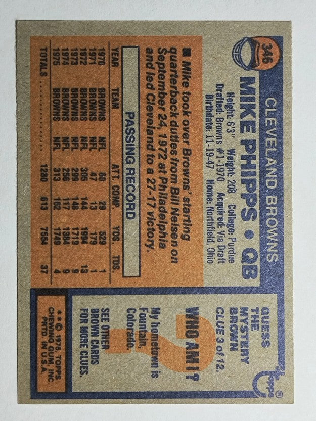 1976 Topps #346 Mike Phipps (NM)