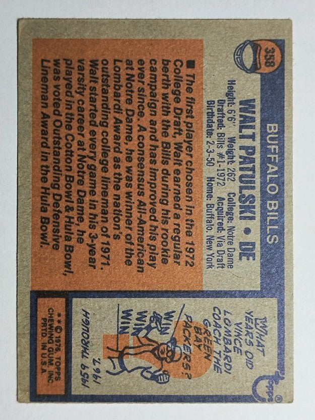 1976 Topps #358 Walt Patulski (VG)