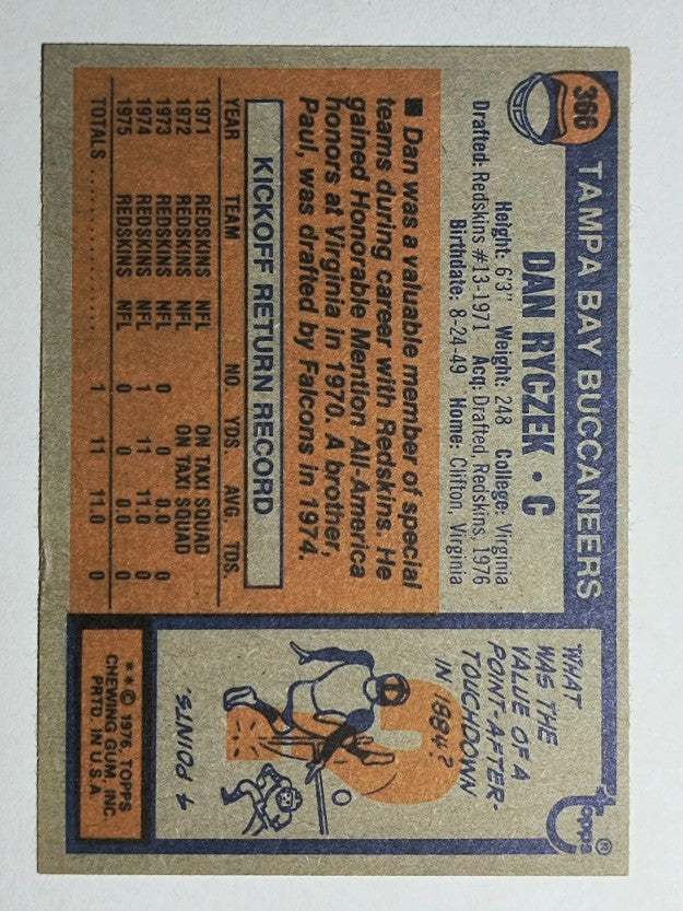 1976 Topps #366 Dan Ryczek RC (EXMT)
