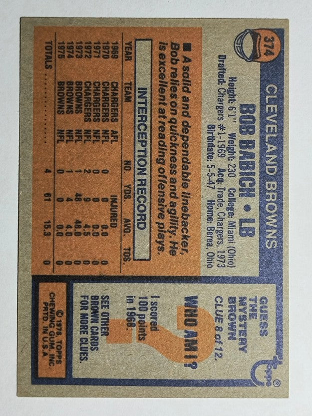 1976 Topps #374 Bob Babich (EXMT)