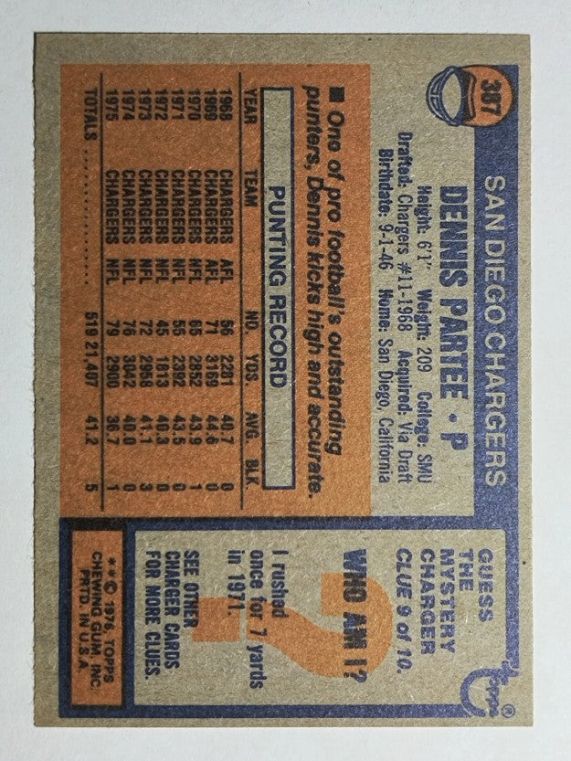 1976 Topps #387 Dennis Partee (NM)