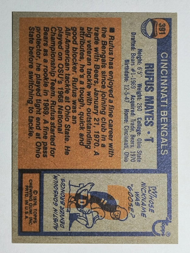 1976 Topps #391 Rufus Mayes (NM)