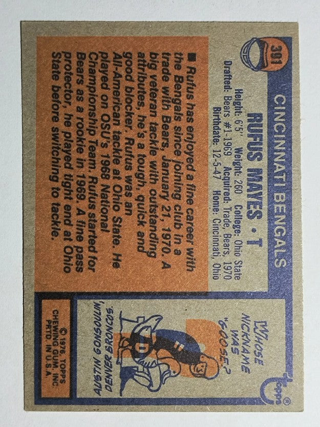 1976 Topps #391 Rufus Mayes (EX)