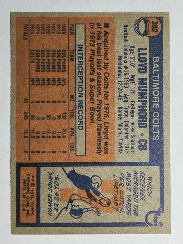 1976 Topps #392 Lloyd Mumphord (EXMT)