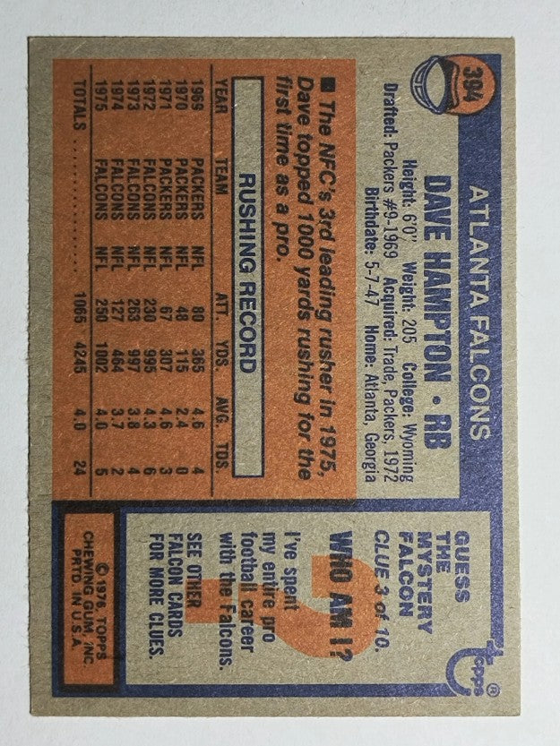 1976 Topps #394 Dave Hampton (EXMT)