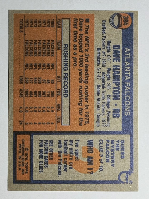 1976 Topps #394 Dave Hampton (NM)