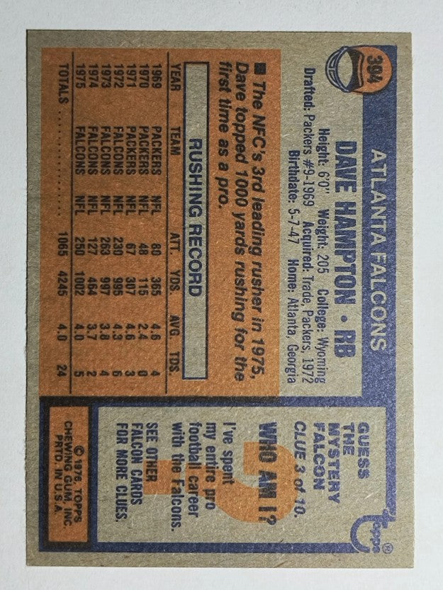 1976 Topps #394 Dave Hampton (NMMT)