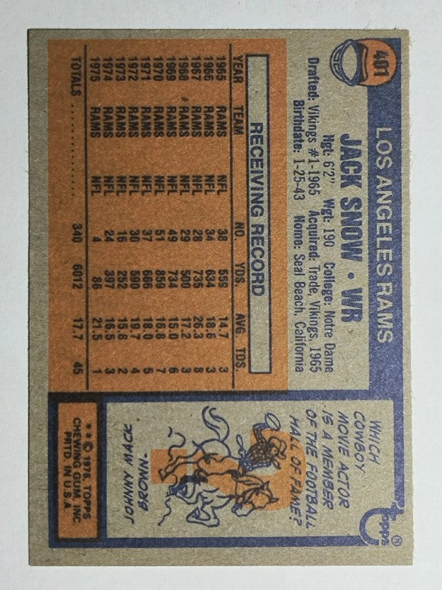 1976 Topps #401 Jack Snow (EXMT)