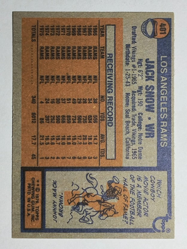 1976 Topps #401 Jack Snow (NM)
