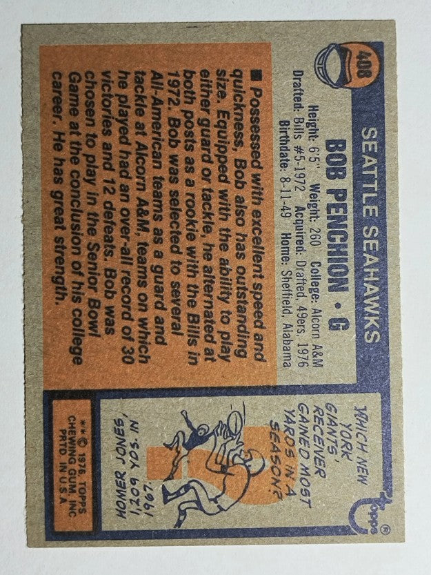1976 Topps #408 Bob Penchion RC (EXMT)