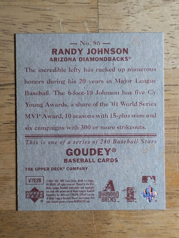 2007 Upper Deck Goudey Red Backs #86 Randy Johnson