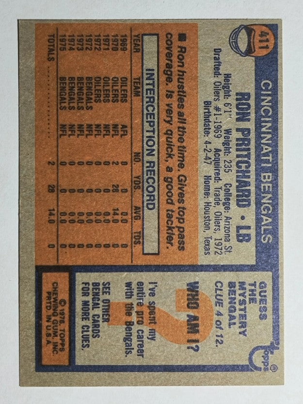 1976 Topps #411 Ron Pritchard (NM)