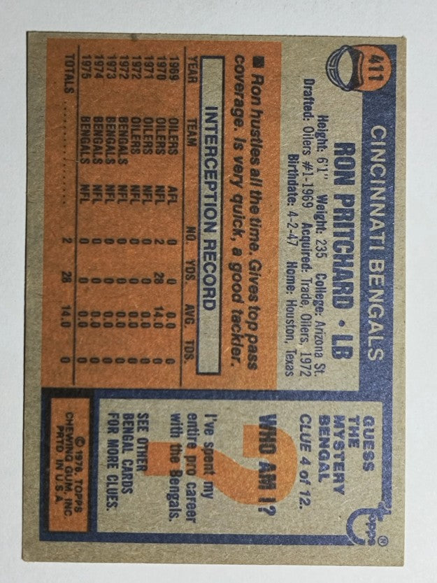 1976 Topps #411 Ron Pritchard (EX)