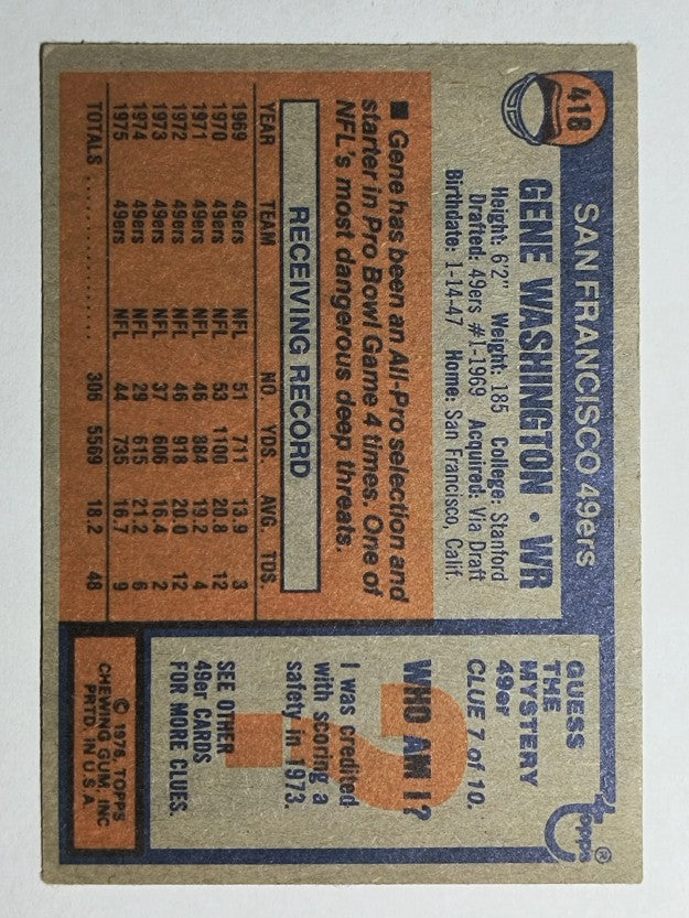 1976 Topps #418 Gene Washington (VG)