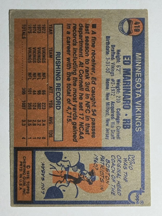 1976 Topps #419 Ed Marinaro (VG)