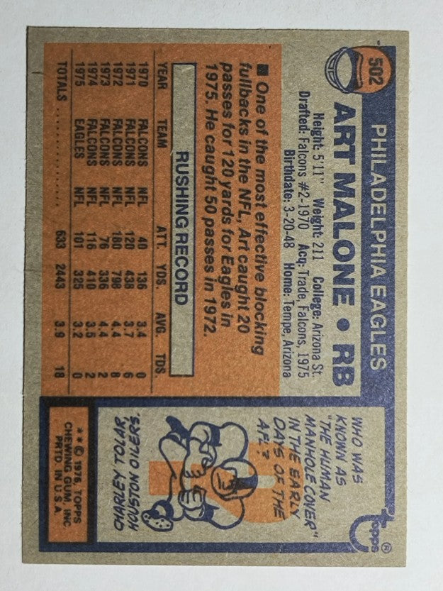 1976 Topps #502 Art Malone (NM)