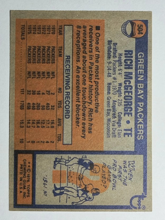 1976 Topps #504 Rich McGeorge (EX)