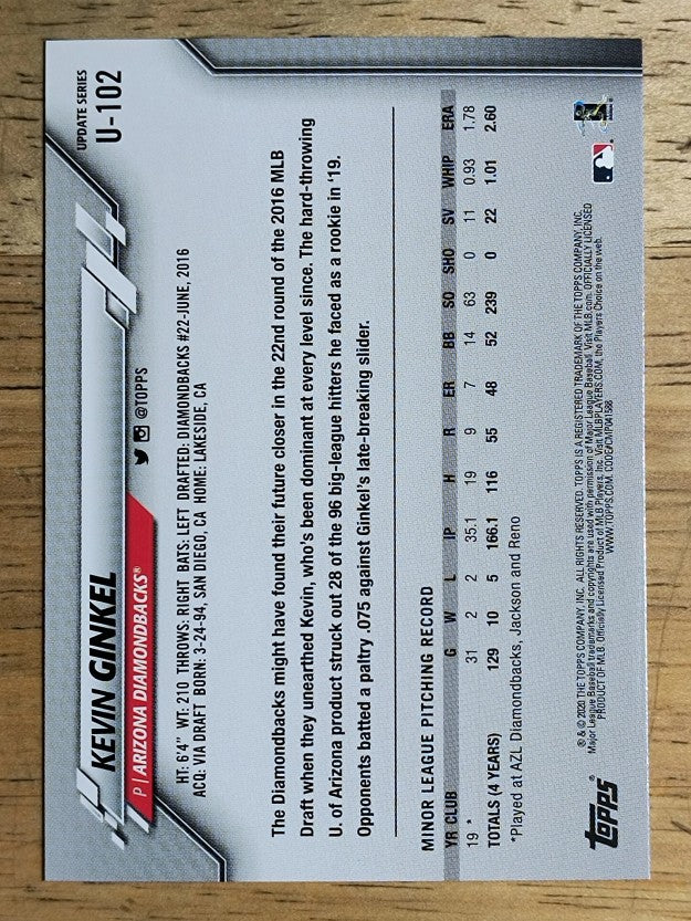 2020 Topps Update #U102 Kevin Ginkel RC