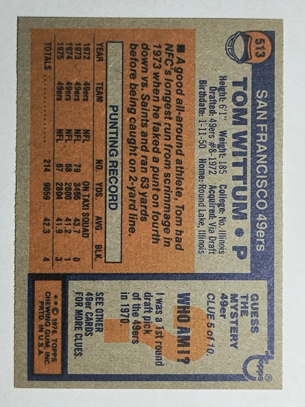 1976 Topps #513 Tom Wittum (NM)