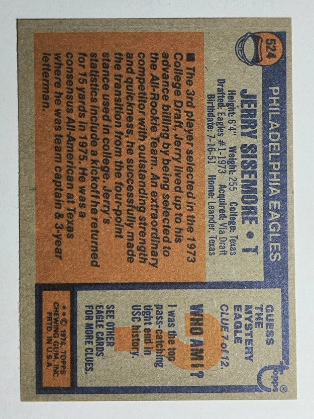 1976 Topps #524 Jerry Sisemore (EXMT)