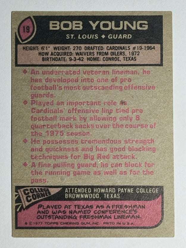 1977 Topps #19 Bob Young (EX)