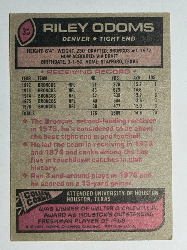 1977 Topps #35 Riley Odoms (EX)