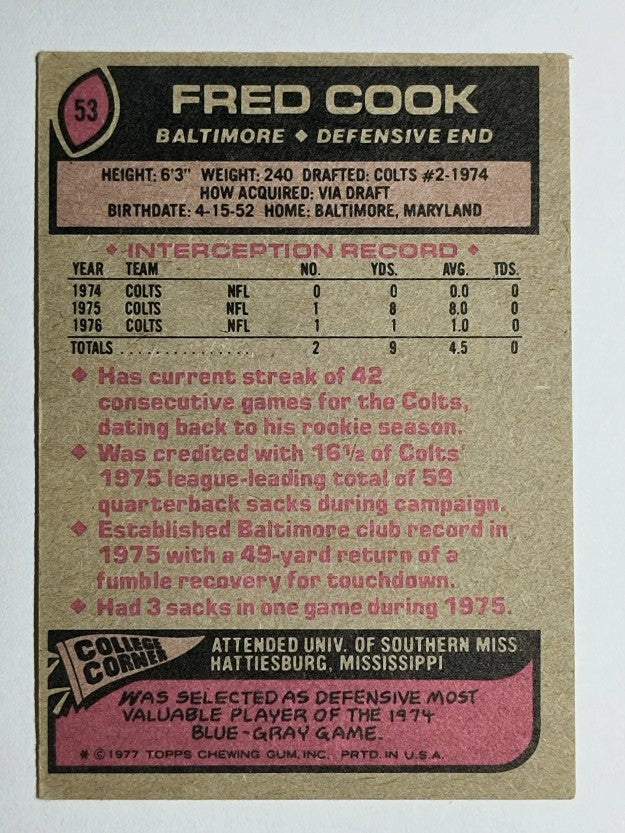 1977 Topps #53 Fred Cook (EX)