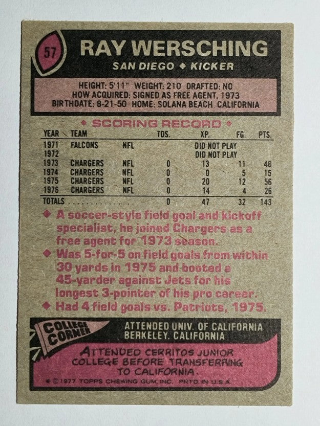 1977 Topps #57 Ray Wersching (EXMT)