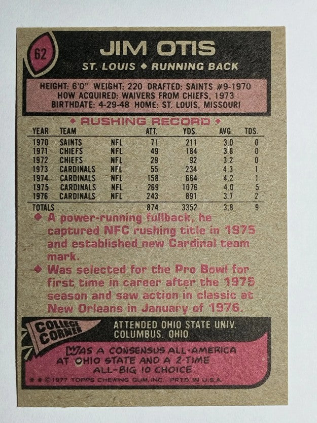 1977 Topps #62 Jim Otis (EX)