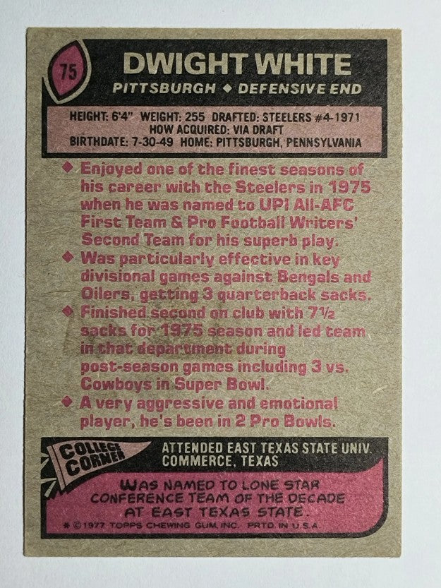 1977 Topps #75 Dwight White (EX)