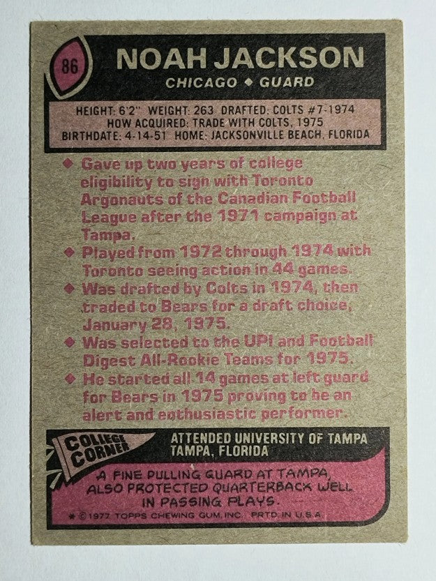 1977 Topps #86 Noah Jackson RC (EX)