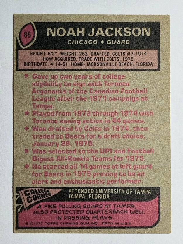 1977 Topps #86 Noah Jackson RC (EX)