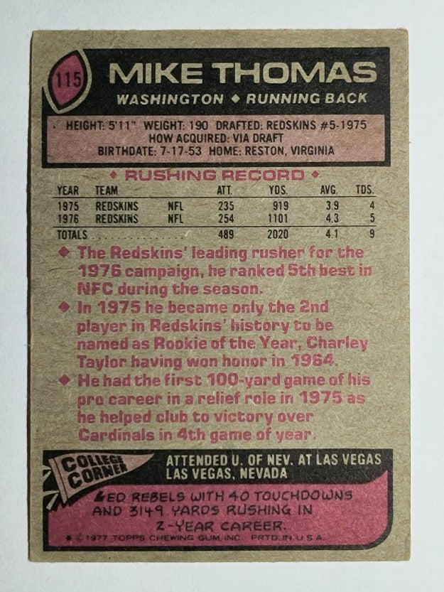 1977 Topps #115 Mike Thomas (VG)