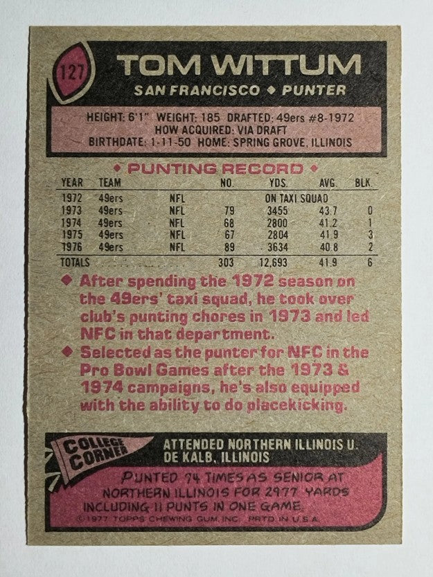 1977 Topps #127 Tom Wittum (EXMT)