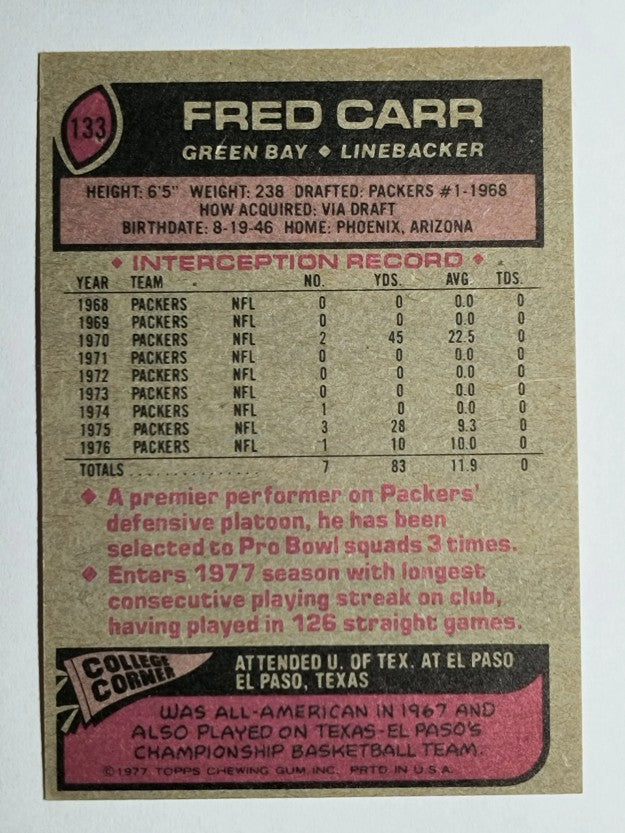 1977 Topps #133 Fred Carr (EX)