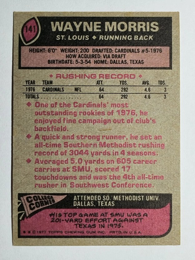 1977 Topps #141 Wayne Morris RC (EX)