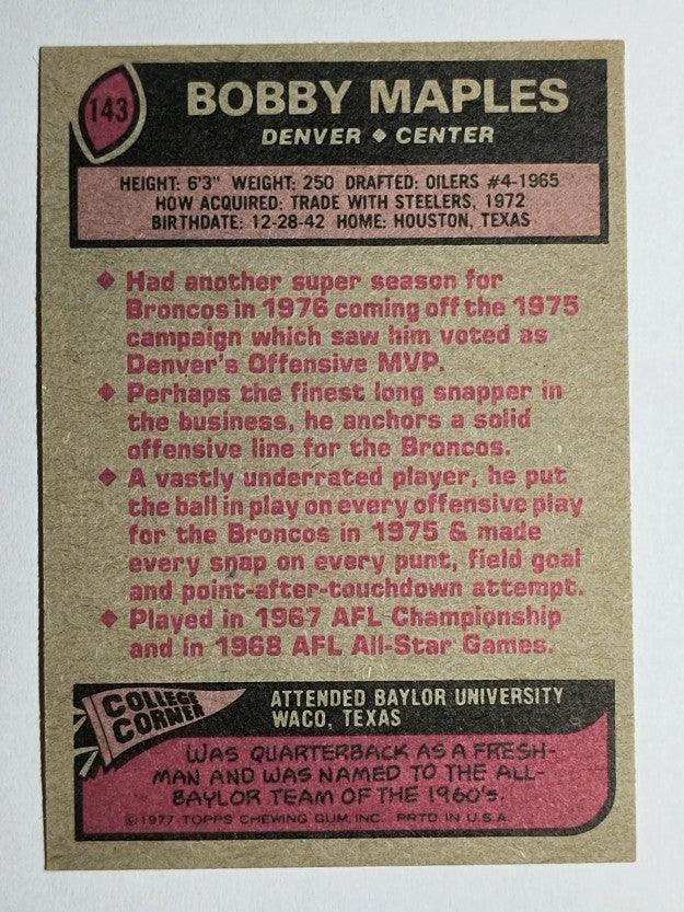 1977 Topps #143 Bobby Maples (EXMT)
