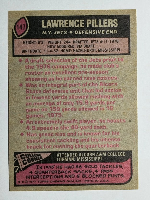 1977 Topps #147 Lawrence Pillers RC (EXMT)