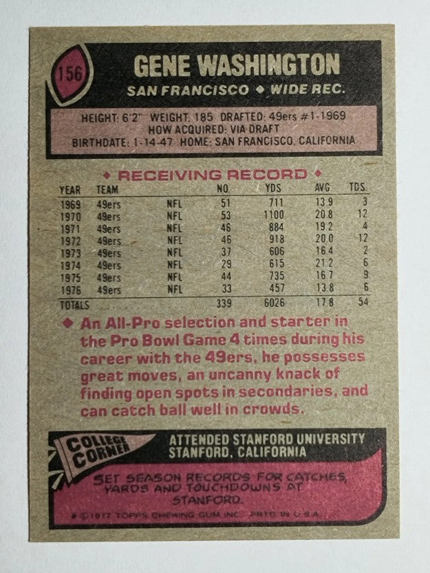 1977 Topps #156 Gene Washington (EXMT)