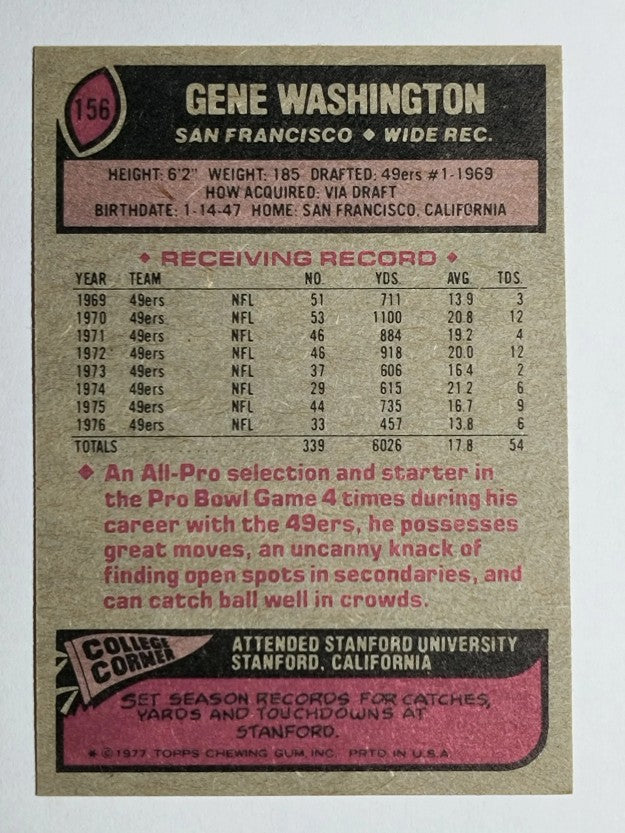 1977 Topps #156 Gene Washington (EXMT)