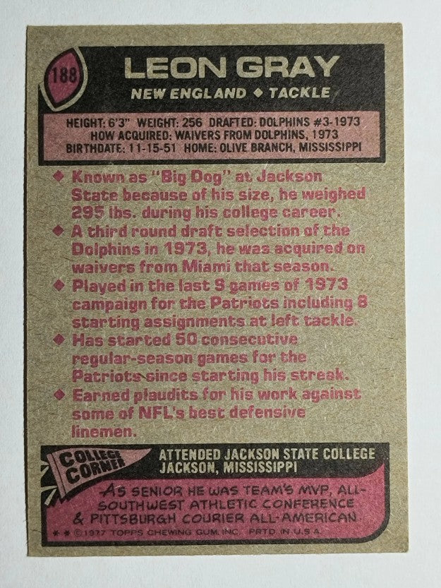 1977 Topps #188 Leon Gray RC (EX)