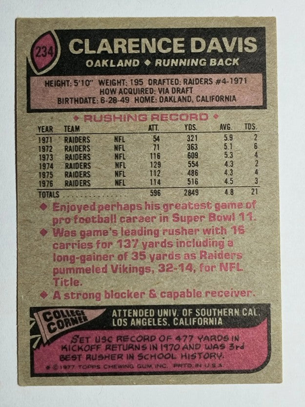 1977 Topps #234 Clarence Davis (EX)