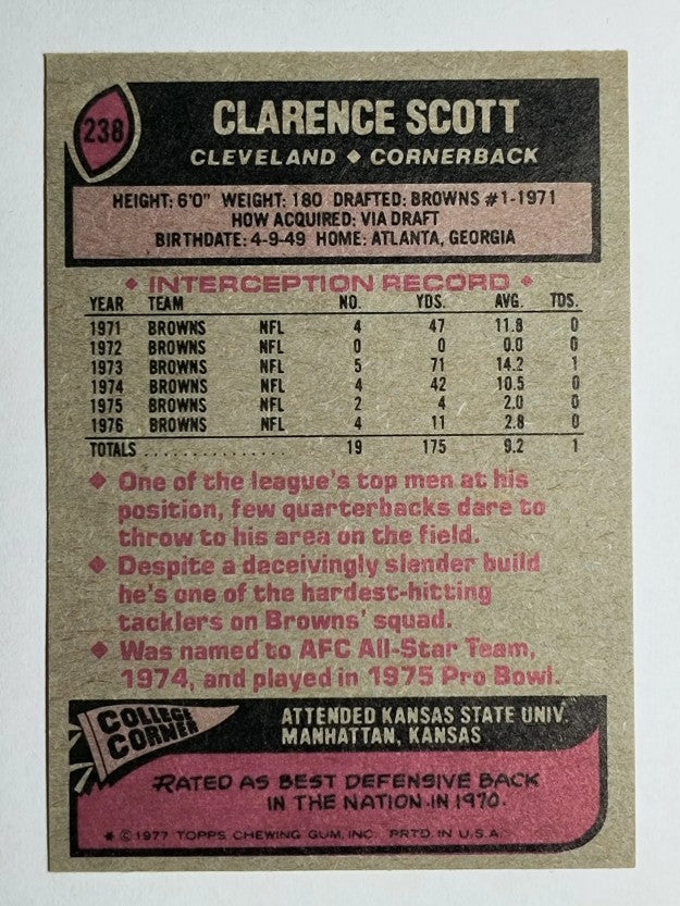 1977 Topps #238 Clarence Scott (EXMT)