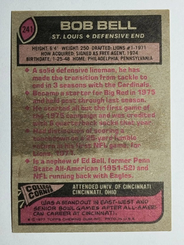 1977 Topps #241 Bob Bell (VGEX)