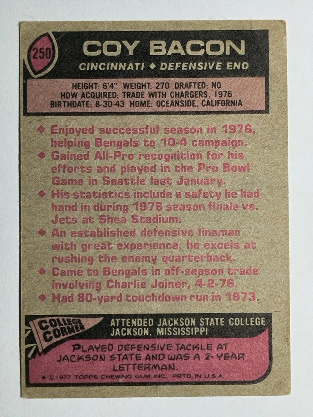 1977 Topps #250 Coy Bacon (GOOD)