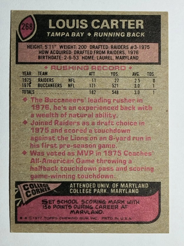 1977 Topps #268 Louis Carter RC (VGEX)