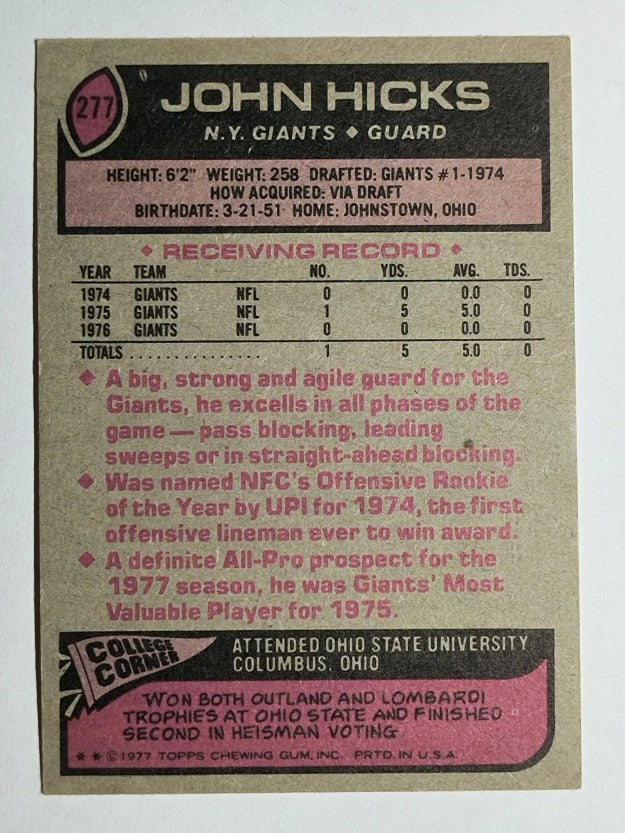 1977 Topps #277 John Hicks (EX)