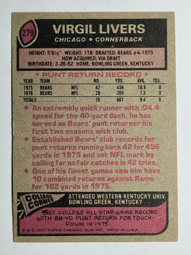 1977 Topps #279 Virgil Livers (EX)