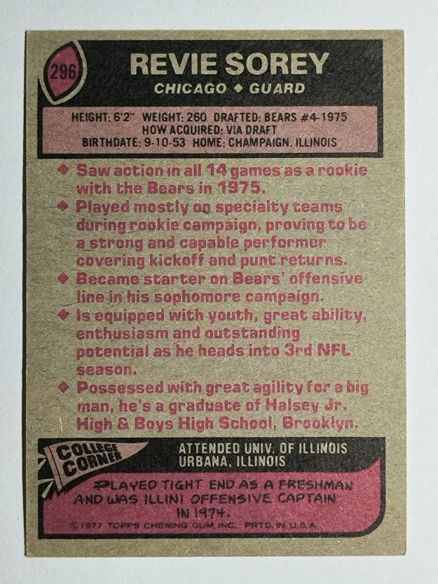 1977 Topps #296 Revie Sorey RC (VGEX)